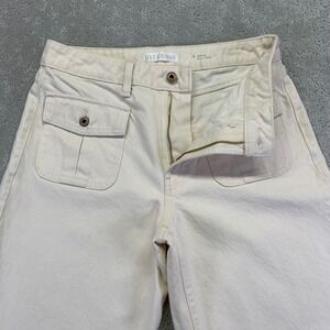 RYEGRASS Wide Leg Jeans Womens Size 6 Cream Cargo Front Pockets Baggy Dots